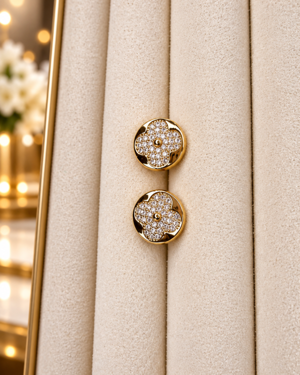 Crystal Clover Stud Earrings