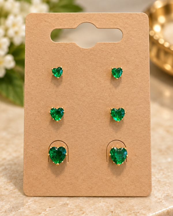 Heart Trio Stud Earrings