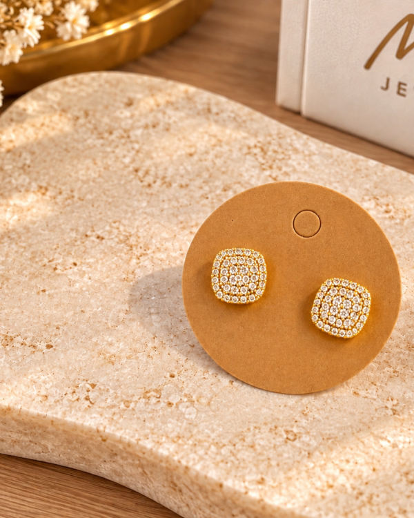 Pavé Square Stud Earrings
