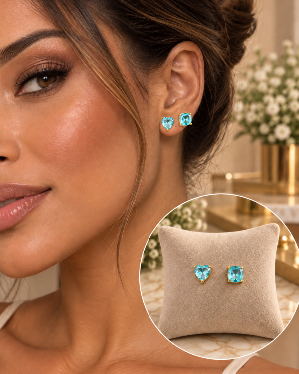 Duo Gemstone Stud Earrings