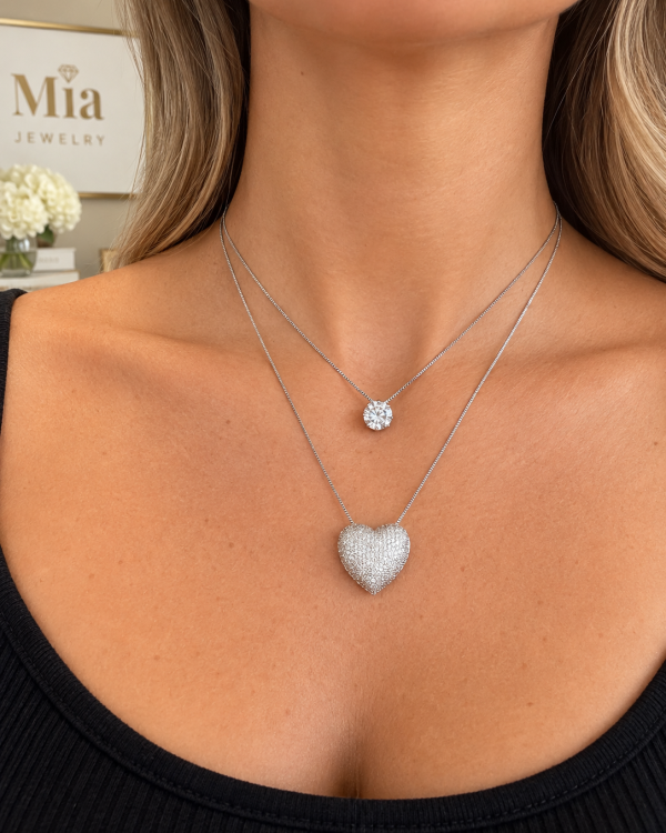 Radiant Heart Box Chain Necklace