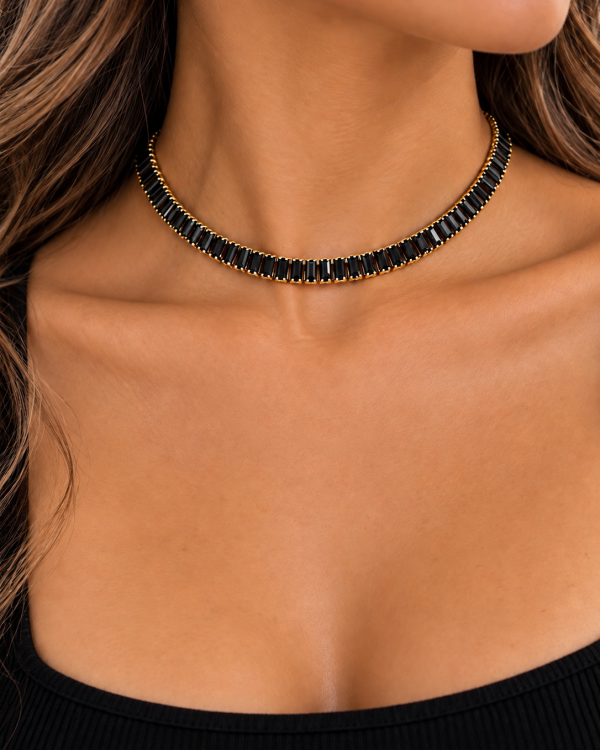 Black Baguette Link Choker