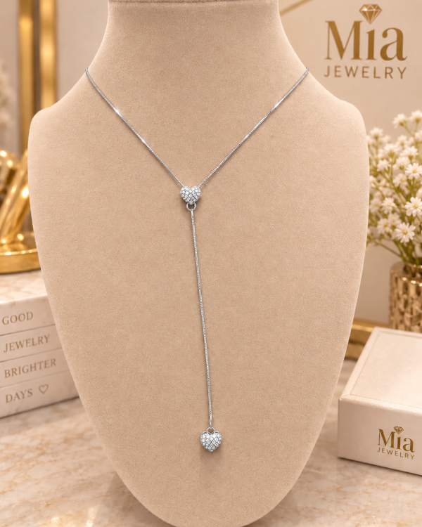 Double Heart Lariat Necklace