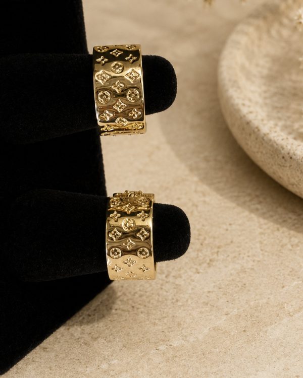 2 in 1 Small Pavé Signature Designer-Inspired Hoop Earrings