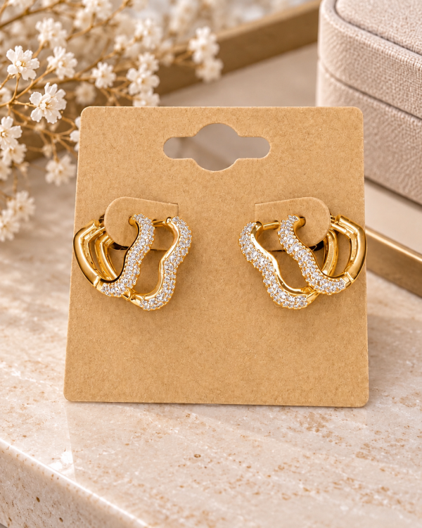 Pavé Heart Huggies Set