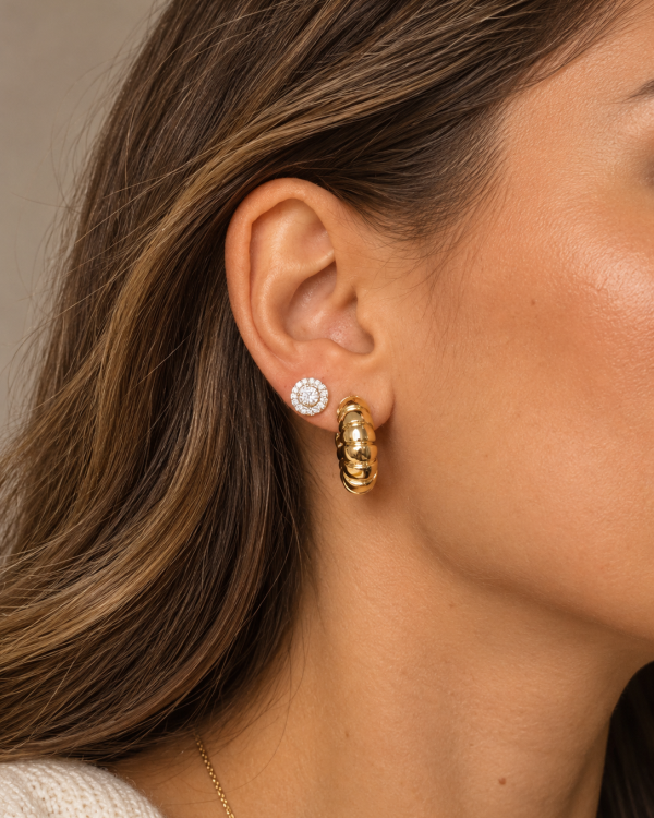 Ribbed Dome Hoop Earrings