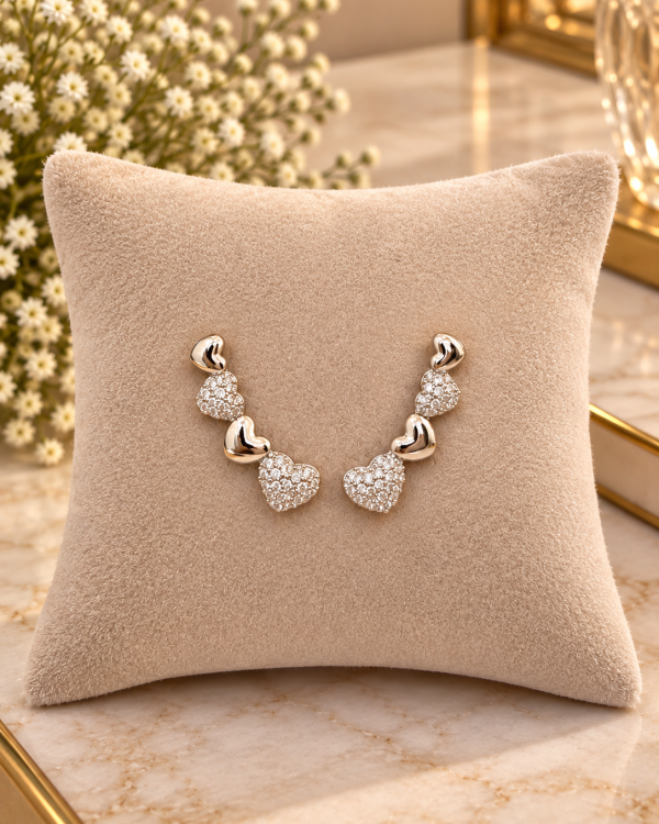 Pavé Heart Link Ear Climbers