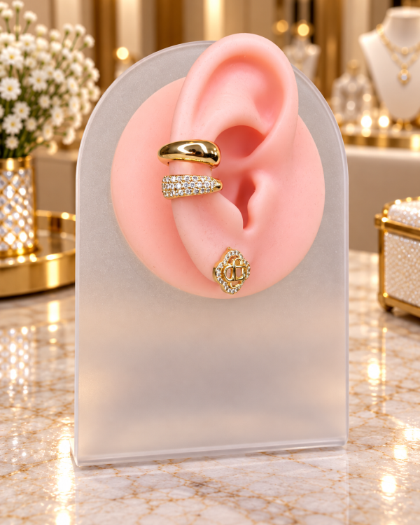 Avery Double Band Crystal Ear Cuff