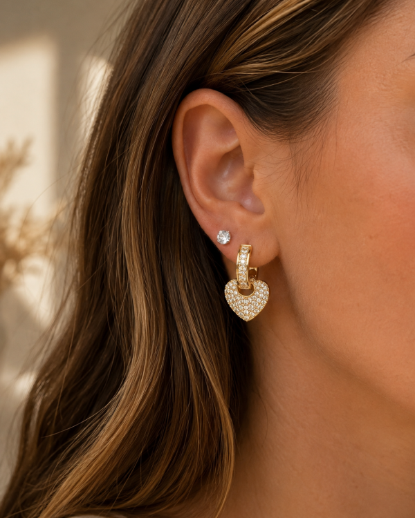Luxe Pavé Heart Drop Earrings