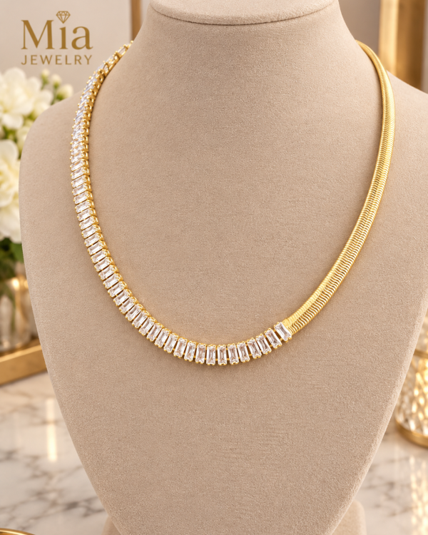Baguette Crystal Herringbone Necklace