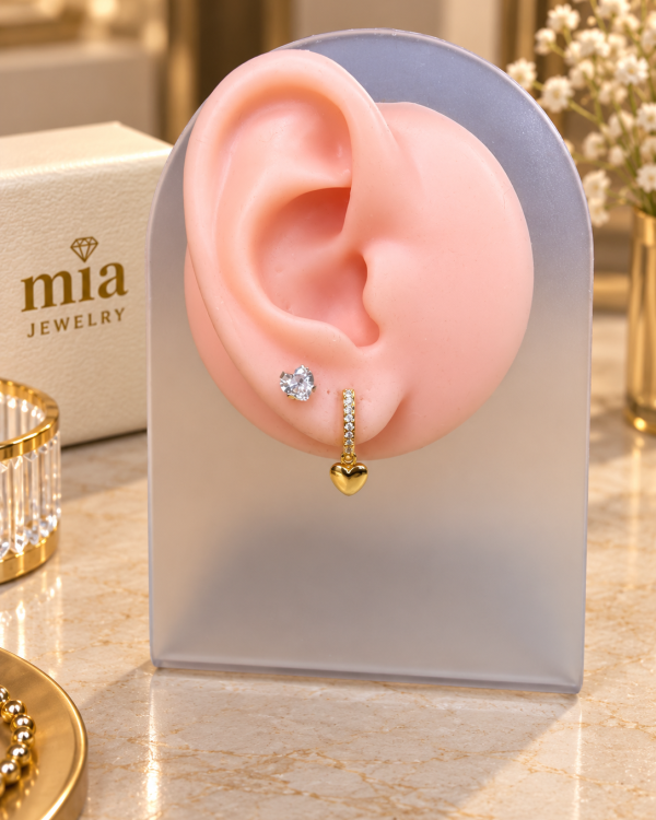 Pave Heart Drop Earrings