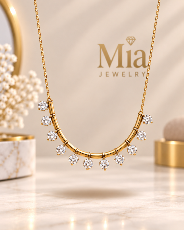 Crystal Cascade Bar Necklace