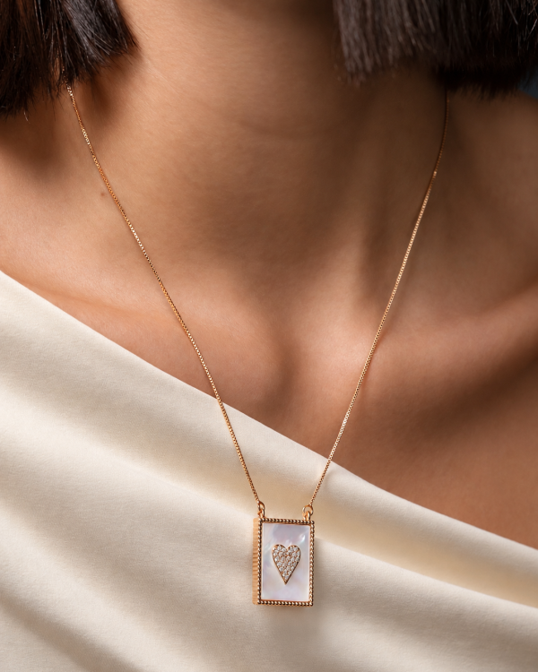 Mother of Pearl Heart Pendant Necklace