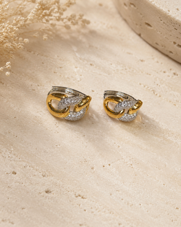 Luxe Interlocking Pavé Link Hoop Earrings