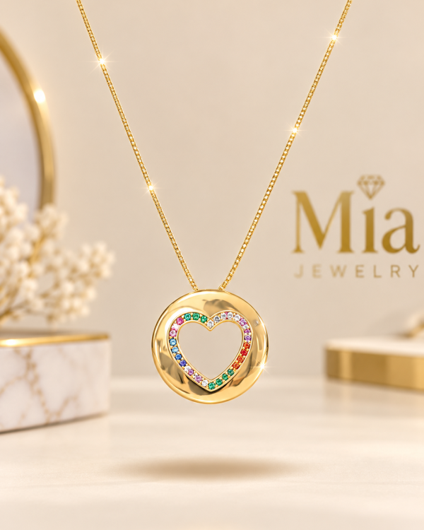 Crystal Hollow Heart Pendant Necklace