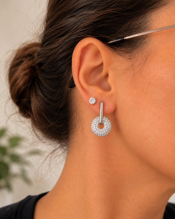 Luxe Pavé Circle Drop Earrings