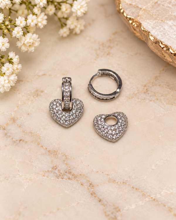 Luxe Pavé Heart Drop Earrings