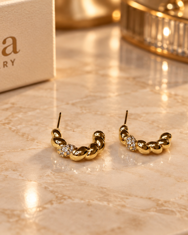Twisted Pavé Hoop Earrings