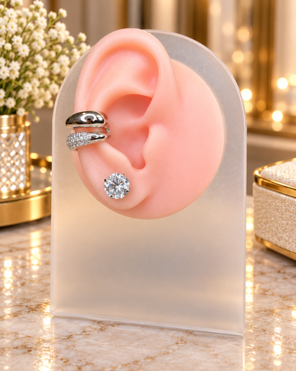 Avery Double Band Crystal Ear Cuff