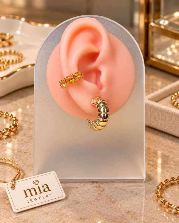 Ribbed Dome Hoop Earrings