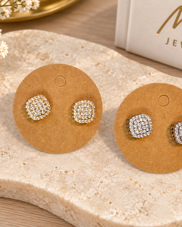 Pavé Square Stud Earrings