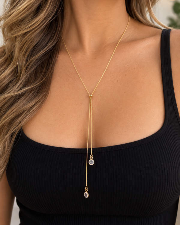 Crystal Y Lariat Necklace