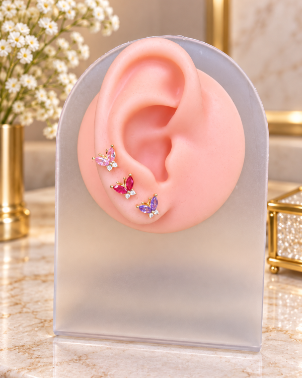 Mia Butterfly Crystal Stud Trio