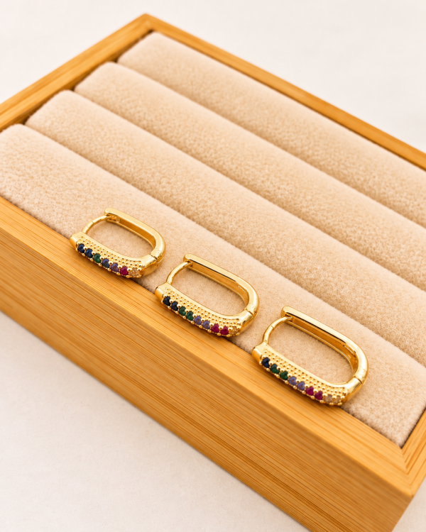Pave Elongated Oval Huggies
