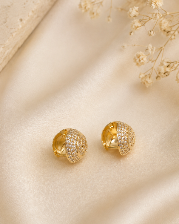 Luxe Pavé Medallion Designer-Inspired Click Earrings