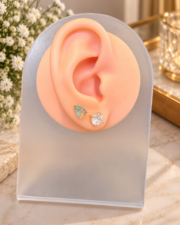 Duo Gemstone Stud Earrings