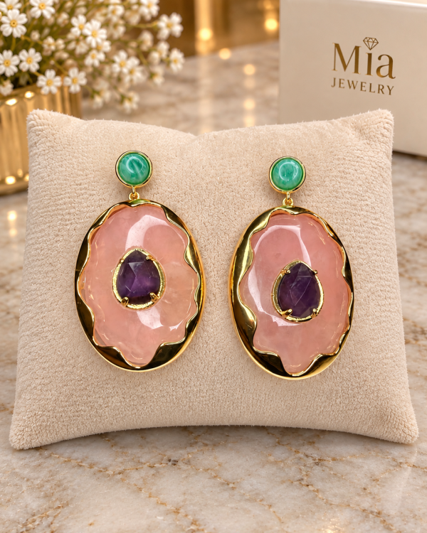 Natural Stone Statement Drop Earrings