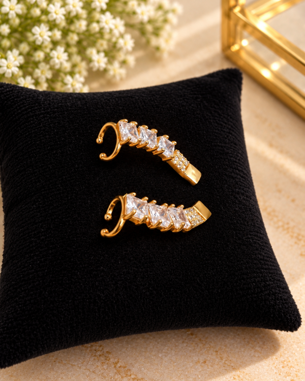Princess-Cut Crystal Ear Cuff