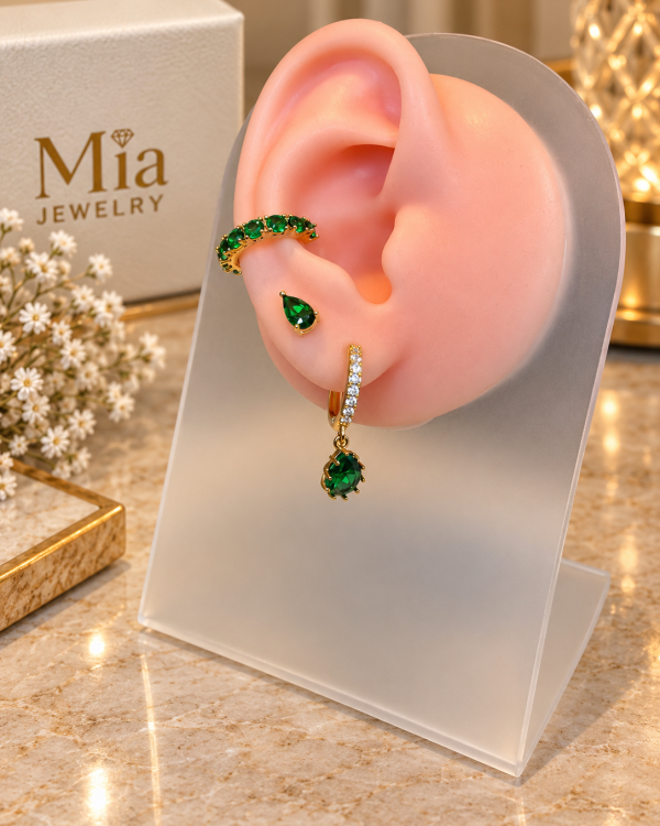 2-in-1 Mismatched Pear Drop Earrings