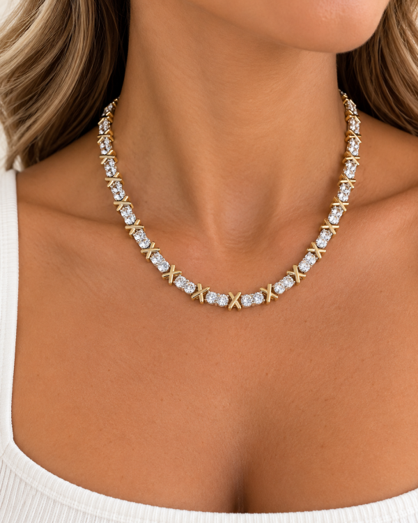 X Accent Crystal Tennis Necklace