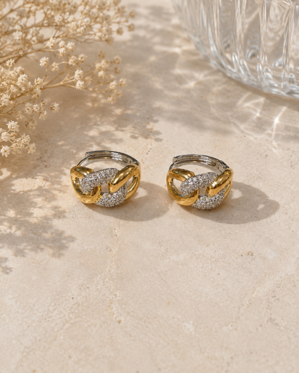 Luxe Interlocking Pavé Link Hoop Earrings