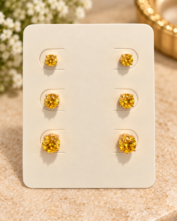 Golden Radiance Trio Stud Earrings