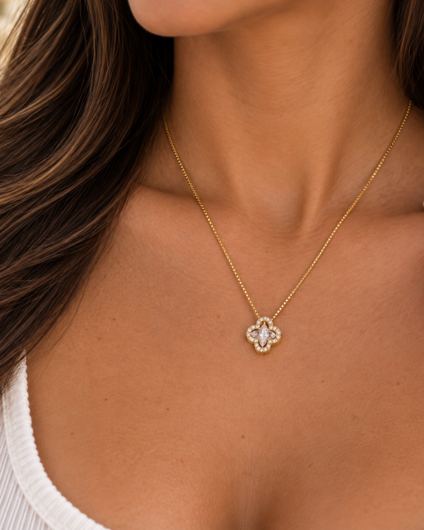 Pave Four Leaf Pendant Necklace