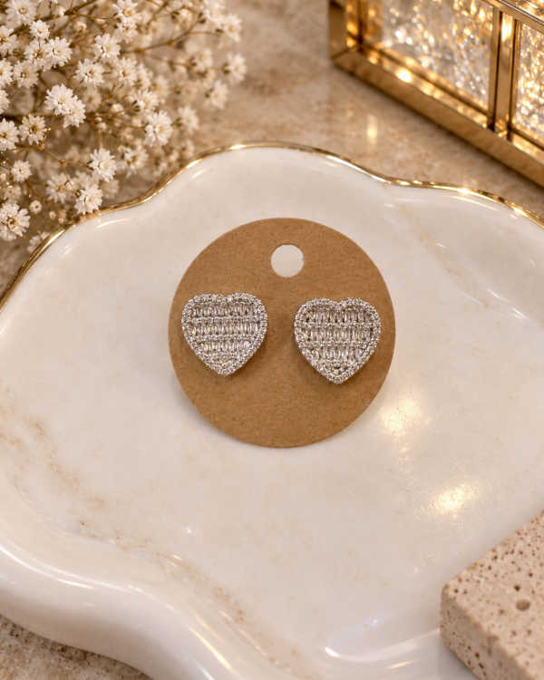 Pavé Textured Heart Stud Earrings