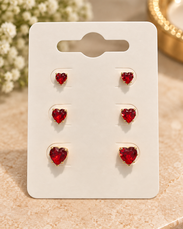 Heart Trio Stud Earrings