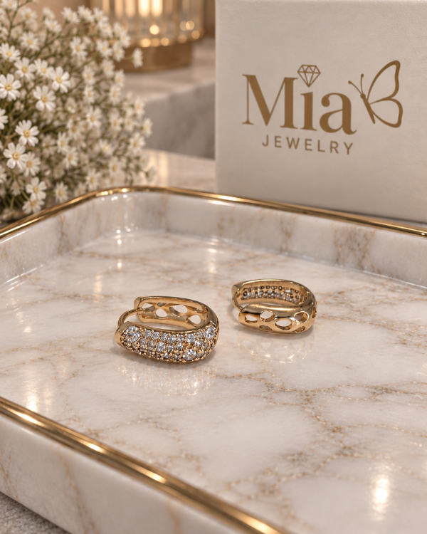 Pavé Cutout Huggie Hoop Earrings
