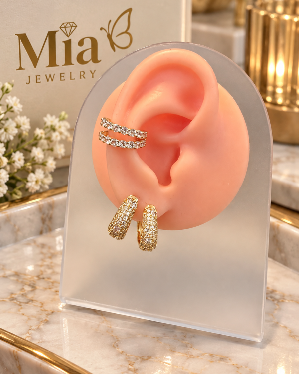 Pavé Cutout Huggie Hoop Earrings