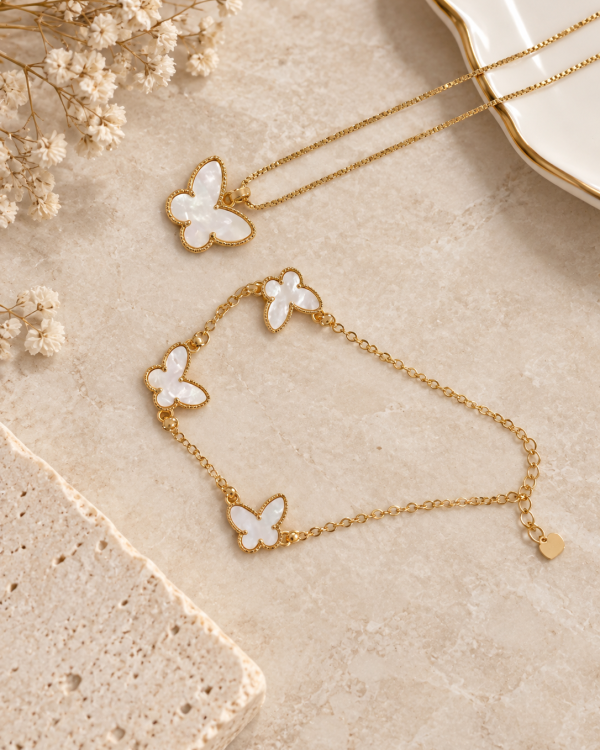 Mother of Pearl Butterfly Jewelry Set