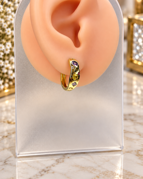 Crystal Mosaic Huggie Hoops