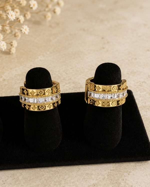 2 in 1 Small Pavé Signature Designer-Inspired Hoop Earrings