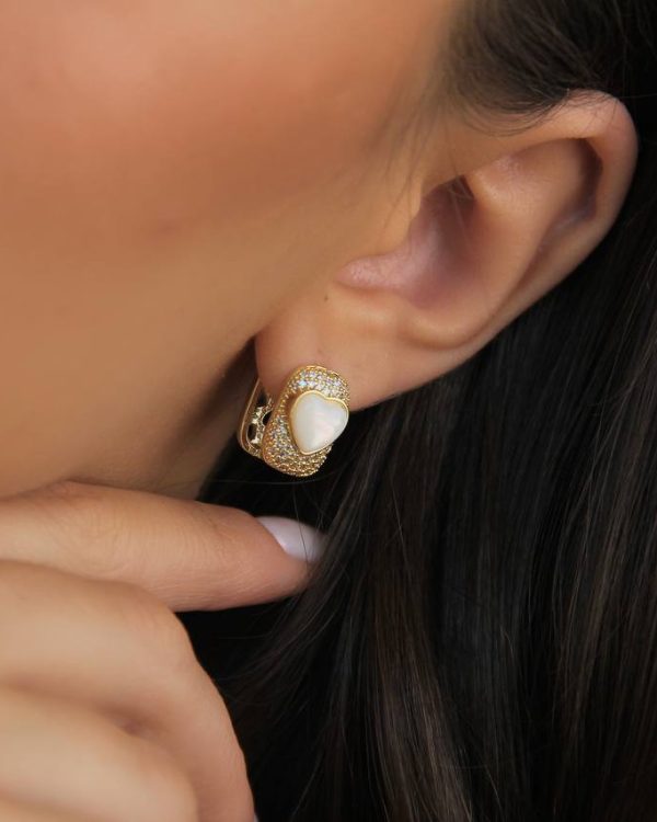 Mother of Pearl Click Heart Earrings