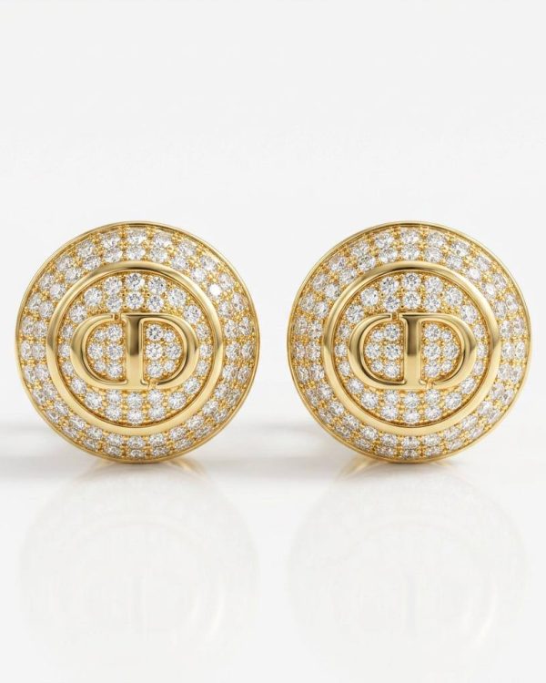 Luxe Pavé Medallion Designer-Inspired Click Earrings