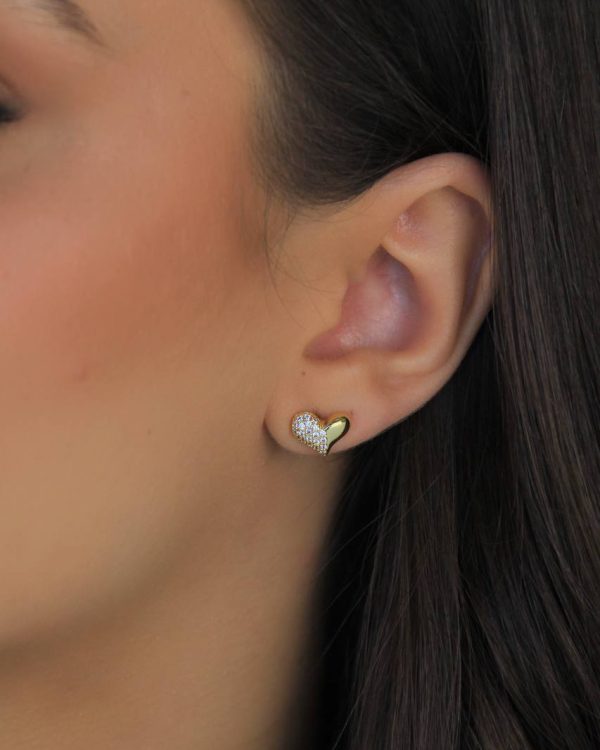 Pave Split Heart Stud Earrings