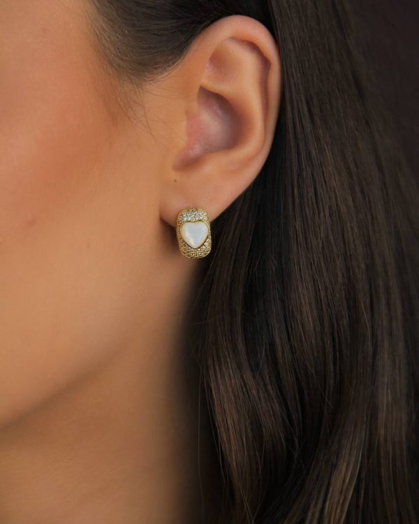 Mother of Pearl Click Heart Earrings