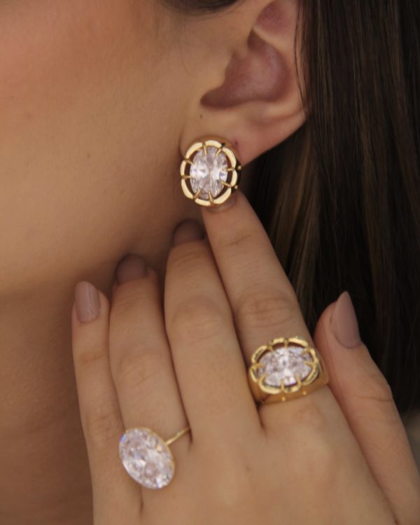 Rita Crystal Flower Stud Earrings