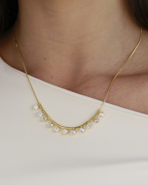 Crystal Cascade Bar Necklace